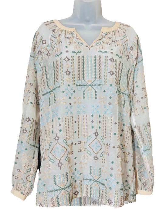 Soft Surroundings Tops - Soft Surroundings Womens Size M Top Sanibella Embroidered Semi Sheer *NO CAMI
